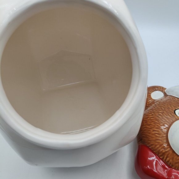 Vtg Christmas Teddy Bear Cookie Jar Ceramic 1987 Taiwan Himark Santa Hat - Picture 5 of 15